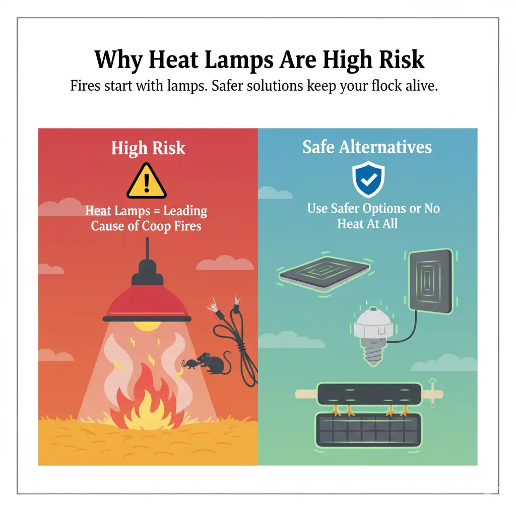 Why Heat Lamps Are High Risk for chickens