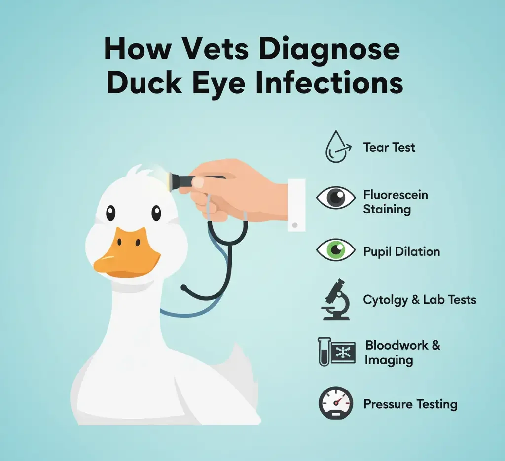 Veterinary methods for diagnosing duck eye infections