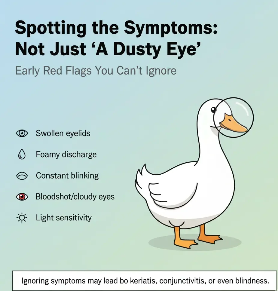 Ducks showing symptoms of eye infections