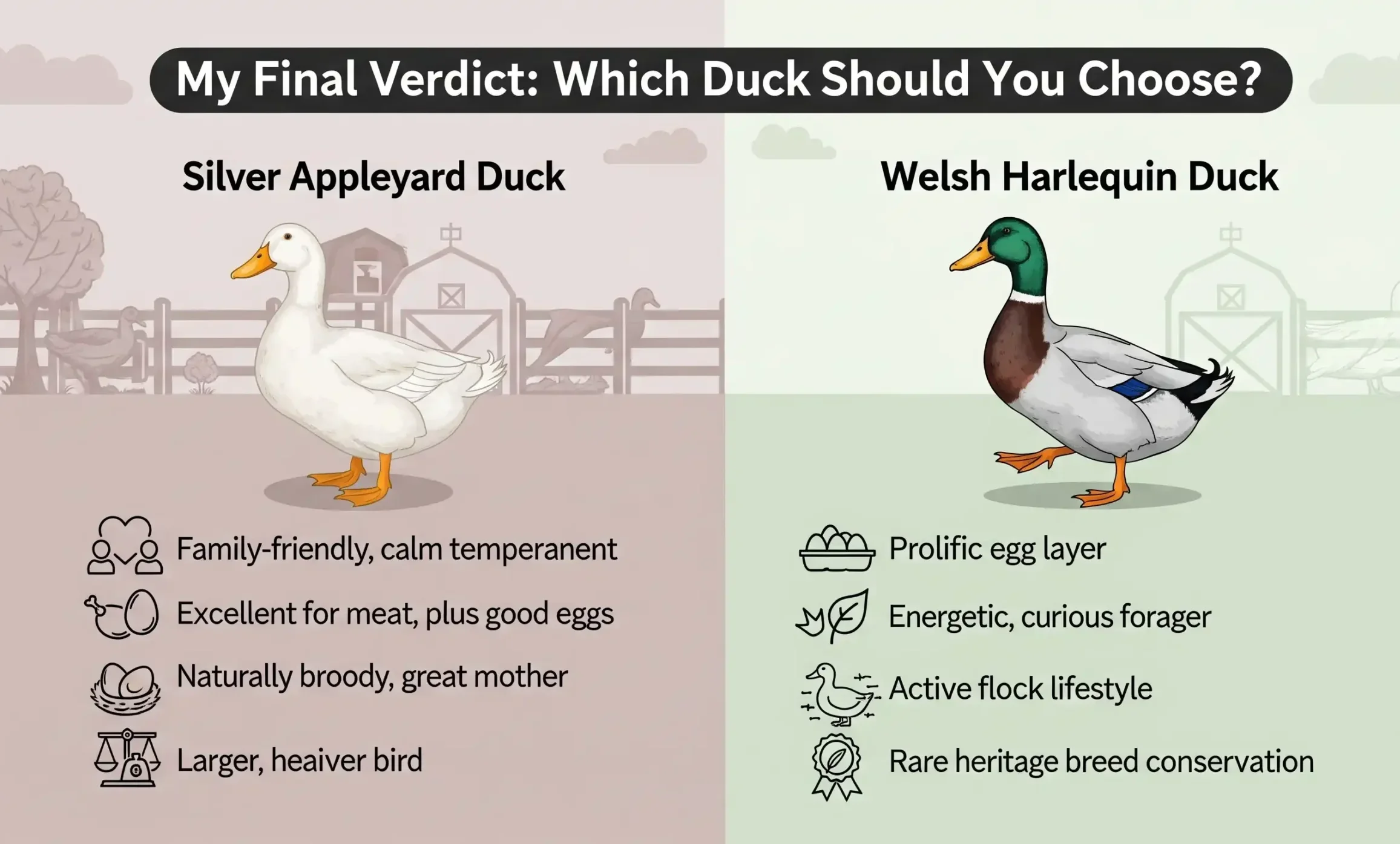 Silver Appleyard vs Welsh Harlequin