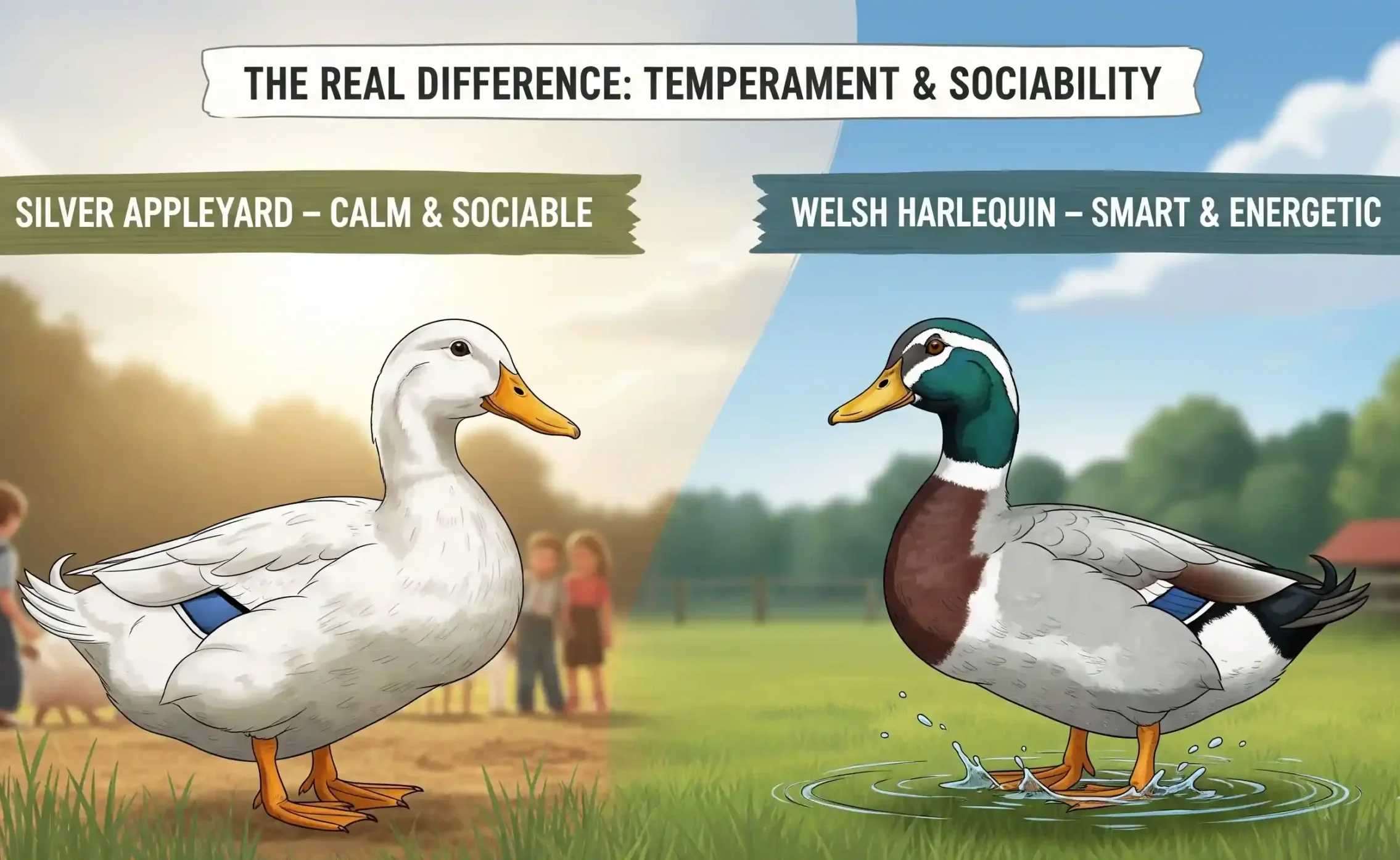 Silver Appleyard vs Welsh Harlequin
